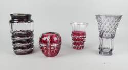 Verrerie : Vase en cristal taillé Val saint Lambert (4) dont 1 signé N°227/500