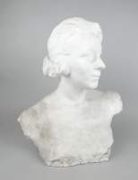 Sculpture : Buste de femme en plâtre d'atelier (usure , ecl) signé COLLET Marcel