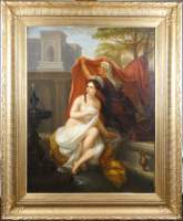 Tableau HSB - Bethsabée au bain - daté 1868 signé PICQUE Charles Louis