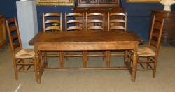 Meuble : Table de ferme en chêne + 6 chaises