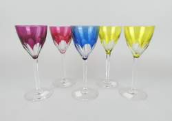 Verrerie : Verres en cristal Val Saint Lambert(5) bicolore modèle Gevaert