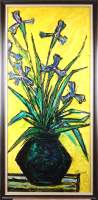 Tableau HSP - Vase de fleurs Iris - signé BOULMANT Georges