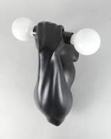 Luminaire : Applique en faïence - bras portant une haltère - à 2 lumières cachet Jean Claude PEIRE
