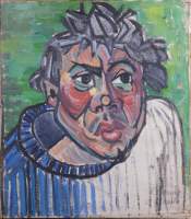 Tableau HST (pt trou , usure) - Portrait de Emile HECQ - signé BERNARD Claude