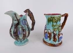 Céramique : 2 pichets en faïence de Nimy polychrome