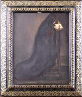 Tableau HSP - Femme en prière - daté 1934 signé GILLIS Marcel
