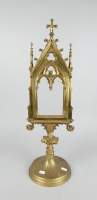 Religieux : Grand Ostensoir en bronze/laiton - chapelle gothique - (acc fixation arrière)