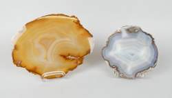 Collection : 2 tranches d'agate bleue et orange (fissure)