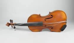 Musique : Violon entier (usure , mq) dos en 2 parties , porte étiquette - Léon BERNARDEL Luthier à Paris - avec archet (acc) + étui