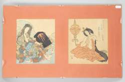 Asiatique : Estampe japonaise (2pcs) nishiki - e - yama - uba et Dame de la cour des Fujiwara gaufrage au vêtement d'après HOKKEI Totoya