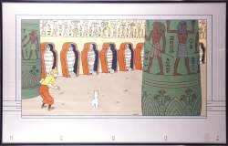 BD : Sérigraphie - Tintin Les cigares du Pharaon , la salle des sarcophages - 1990 édition Archives Internationales