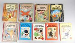 BD : Hergé éd CASTERMAN EO(9) : Tintin - Cigares pharaon - B15 55 +Jo , Zette et Jocko(4) B5 B6 B20bis +Quick et Flupke(4) B17 B22bis B29 B30 (Div états , usures , déchir)