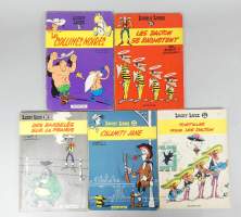 BD : Lucky Luke Morris éd Dupuis EO (5pcs) (usure ext , int frais) : N21 collines noires 63(A VOIR) , N26 Daltons. 65 , N29 barbelés 67 , N30 Calamity Jane 67 , N31 Tortillas 67