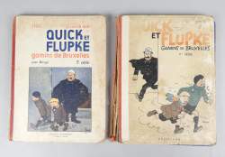 BD : Hergé éd CASTERMAN Quick et Flupke N&B (2) : 3e série A18 1942 (état correct , déchirure P1)+ 4e série A1 1937 gardes bleues foncées (Ds l'état)