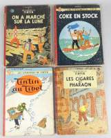 BD(4) : TINTIN Hergé éd CASTERMAN (Etat moyen) : marché sur la lune EOB B11 54 / Cigares... B15 55 EOCB / Coke... DR B24 58 / Tibet B29 EOB