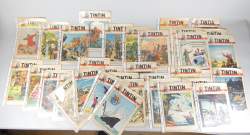 BD : Périodique journal de TINTIN sur la période 1946 à 1949 (34pcs) (état correct , 10oct46 et 14nov46 incomplets) : 7nov46 , 6mars47 , 23oct47 , 10jui48