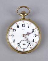 Bijou : Montre de gousset A.L.B. cuvette extérieure en or jaune 18K mouvement à remontoir (en état)