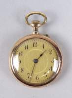 Bijou : Montre de gousset de col cuvette extérieure gravée en or jaune 18K mouvement à remontoir (en état)