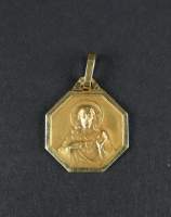 Bijou : Pendentif/médaille double face - Christ et Vierge à l'enfant - en or jaune 18K