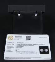 Bijou : Paire de boucles d'oreilles en or blanc 18K sertie chacunes d'un diamant solitaire avec certificat IGI