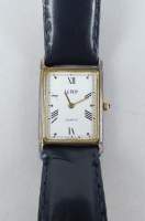 Bijou : Montre bracelet d'homme rectangulaire cadran LEROY en argent 925 plaqué or mvt à quartz (non testé) avec bracelet (usures)