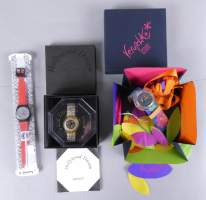 Bijou : SWATCH montres (3pcs) (fonctionnement non vérifié) : Hollywood Dreem + Keith Haring limited edition 1000 + Veruschka