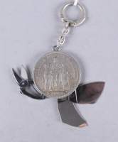 Bijou : Pièce de 5F en argent Hercule 1873 à système ELOI PERNET pour HERMES Paris kit manucure , ciseau , canif et lime