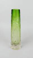 Verrerie: Vase cylindrique (egr) attribué à Moser Karlsbad en cristal vert et in