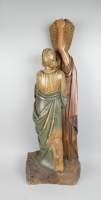 Sculpture: en bois -Les femmes au panier- (frottement) 99x37cm