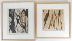 Estampe: Xylogravures (2pcs) -sans titre- N° 2/5 signé MARIE 30x30 37x30cm cadre