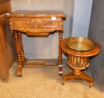 Meuble:(2pcs) Travailleuse Napoléon III ouvrant tablette et tiroir 71x52x36 + Br