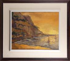 Tableau HST -Bord de mer- signé BOSQUET Lucienne
