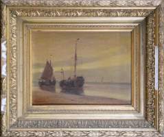 Tableau HST -Marine- signé CHARLIER 24x32cm cadre doré de style (ecl)
