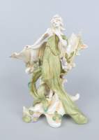 Céramique: Coupe en porcelaine émaillée polychrome (pt ecl) -femme accoudée à un