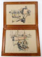 Estampe: Eau-forte (2pcs) -Vue du port- signé DONNAY Jean