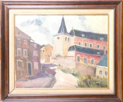 Tableau HST -Le Village- signé LAMBREXHE Marie