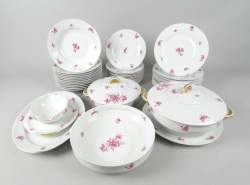 Céramique: Service à diner porcelaine de Baudour -Cerabel- décor de fleurs (42pc