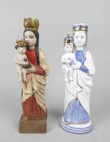 Céramique: (2pcs) -Vierge à l'enfant- de Sars la Bruyère avec certificat H:31cm