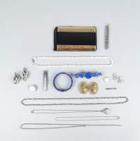 Bijou: Lot de bijoux en argent Pbut: 70g + étui à cigarettes, bracelet et pince