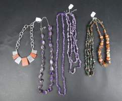 Bijou: 4 colliers de perles / chips en pierre (améthyste, agate indienne, cornal