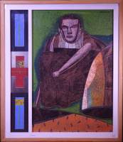 Tableau: Diptyque technique mixte sur papier -Homme strict- daté 91 signé CATERI Tableau: Diptyque technique mixte sur papier -Homme strict- daté 91 signé CATERI