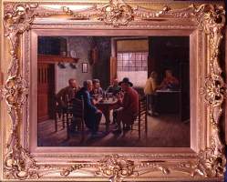 Tableau HST -Les fumeurs de pipe dans la taverne- signé GIESSEL Wilhelm Friedric Tableau HST -Les fumeurs de pipe dans la taverne- signé GIESSEL Wilhelm Friedric