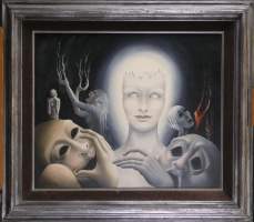 Tableau HSP -Lumière dans les ténèbres- daté 78 signé GARDIEN Josiane