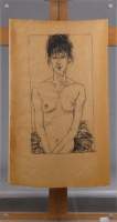 Tableau: dessin crayon/fusain -Femme nue- daté 89 monogrammé MD MAHIEU Didier