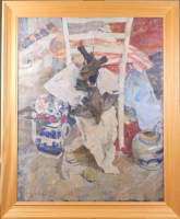 Tableau HST -Nature morte aux oiseaux- signé DE MEUSE Eliane