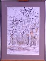 Tableau: aquarelle -Sous-bois- 1977 signé LOSSEAU Myriam