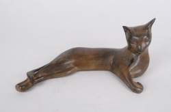 Sculpture : Bronze à patine brune - Chat - signé CHENET Pierre