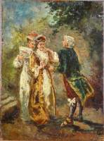 Tableau HSB - Scène galante - signé et attribué MONTICELLI Adolphe