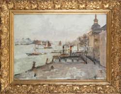 Tableau HSP - Vue de port - signé HERMANUS Paul