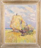 Tableau HST - Travailleurs aux champs - signé DUBOIS Raphaël